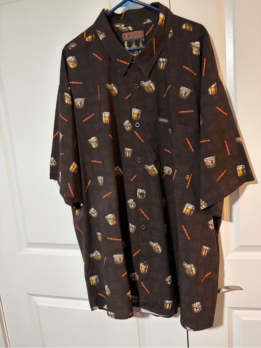 DIXXON Men’s 5XL “Oak & Smoke” Party Shirt Short-Sleeve Button Up, EUC